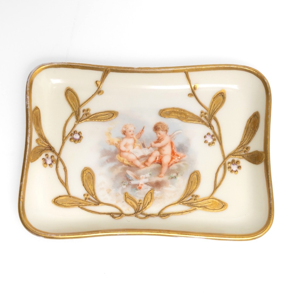 Klingenberg & Dwenger Belle Epoque Limoges Porcelain Trinket Dish Cupids